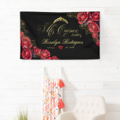 Quinceanera - zwart rood goud decoraties Teken Spandoek (Insitu)