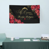 Quinceanera - zwart rood goud decoraties Teken Spandoek (Beurs)