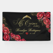 Quinceanera - zwart rood goud decoraties Teken Spandoek (Horizontaal)