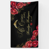 Quinceanera - zwart rood goud decoraties Teken Spandoek (Verticaal)