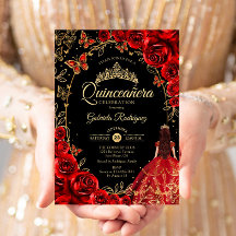 Quinceanera zwart rood goud