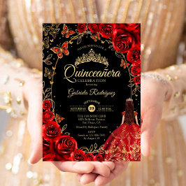 Quinceanera Zwart Rood Goud Kaart