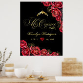 Quinceanera - zwart rood gouden decoratiebord  poster (Keuken)