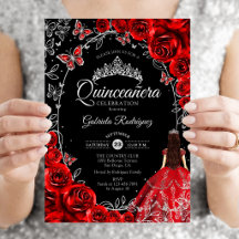 Quinceanera Zwart Rood Zilver