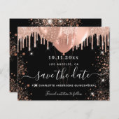 Quinceanera zwart roos goud save the date kaart (Voorkant / Achterkant)