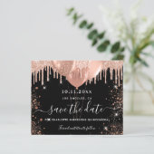 Quinceanera zwart roos goud save the date kaart (Staand voorkant)