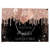 Quinceanera zwart roos gouden ballonnen groot cadeauzakje (Achterkant)