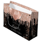 Quinceanera zwart roos gouden ballonnen groot cadeauzakje (Voorkant Gekanteld)