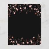 Quinceanera zwart roos gouden ster budget uitnodig flyer (Achterkant)