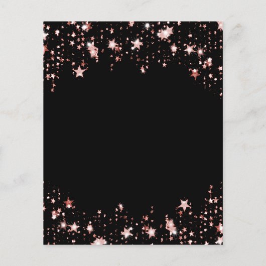 Quinceanera zwart roos gouden ster budget uitnodig flyer (Achterkant)