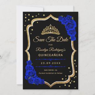 Quinceanera - Zwart Royal Blauw Goud Save The Date