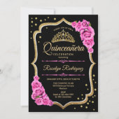Quinceanera - Zwart roze goud Kaart (Voorkant)