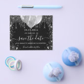 Quinceanera zwart zilver budget save the date flyer (Enkel)