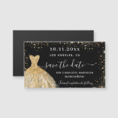 Quinceanera zwarte gouden jurk met de datummagneet (Voorkant / Achterkant)