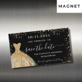 Quinceanera zwarte gouden jurk met de datummagneet