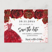 Quinceanera zwarte gouden kledingbloemen, met uitz aankondigingskaart (Voorkant)