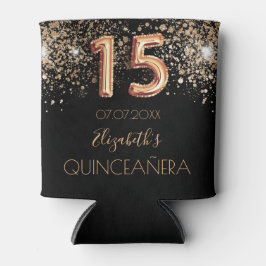 Quinceanera zwarte goudglittermonogram sparren blikjeskoeler