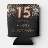 Quinceanera zwarte goudglittermonogram sparren blikjeskoeler (Achterkant)