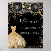 Quinceanera zwarte goudjurk poster (Voorkant)