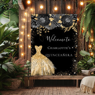 Quinceanera zwarte goudjurk poster