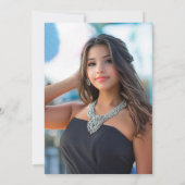 Quinceañera zwarte jurk geschulpte lint boog foto kaart (Achterkant)