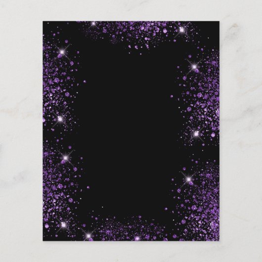 Quinceanera zwarte paarse glitter budget uitnodigi flyer (Achterkant)