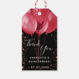 Quinceanera zwarte rode ballonnen bedankt cadeaulabel