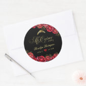 Quinceanera - zwarte rode diamant ronde sticker (Envelop)