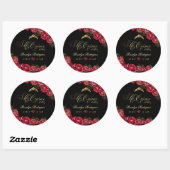 Quinceanera - zwarte rode diamant ronde sticker (Vel)