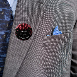 Quinceanera zwarte rode glitter ballonnen ronde button 3,2 cm