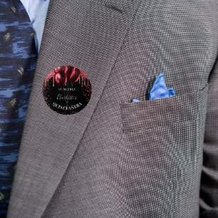 Quinceanera zwarte rode glitter ballonnen ronde button 3,2 cm