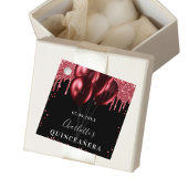 Quinceanera zwarte rode glitters ballonnen bedankjes labels