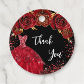 Quinceanera zwarte rode jurk dank u bedankjes labels (Voorkant)