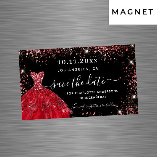 Quinceanera zwarte rode jurk met de datummagneet