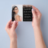 Quinceanera zwarte roos fotobudget Opslaan Datum Flyer (Hand)