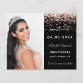 Quinceanera zwarte roos fotobudget Opslaan Datum Flyer (Voorkant)