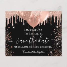 Quinceanera zwarte roos gouden budget save the dat flyer