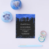 Quinceanera zwarte royal blue budget uitnodiging flyer (Enkel)