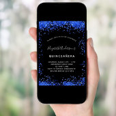 Quinceanera zwarte royal blue luxearparty kaart