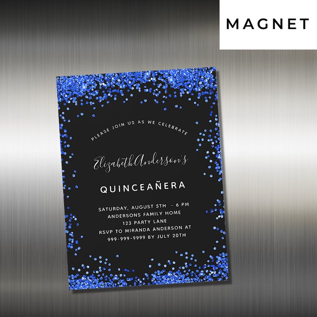 Quinceanera zwarte royal blue nodigmagnet (Creator heeft geüpload)