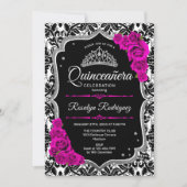 Quinceanera - Zwarte roze zilver Kaart (Voorkant)
