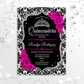 Quinceanera - Zwarte roze zilver Kaart