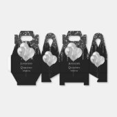 Quinceanera zwarte zilveren glitter druipt ballonn bedankdoosjes (Uitgevouwen)