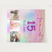 Quinceaneraproze glittersuiker druppel foto hologr wandkleed (Voorkant (horizontaal))