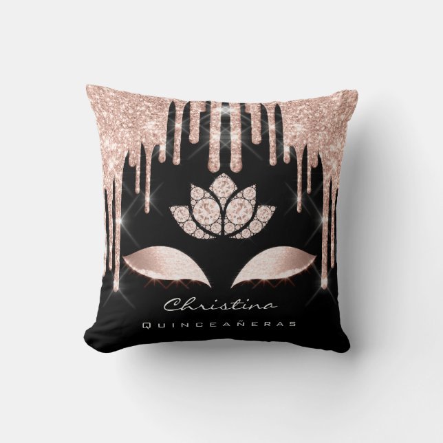 Quinceañeras Sweet 16th 15th Bridal Roos Diamod Kussen (Voorkant)