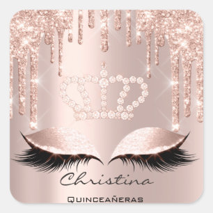 Quinceañeras Sweet 16th 15th Bridal Spark Crown Vierkante Sticker