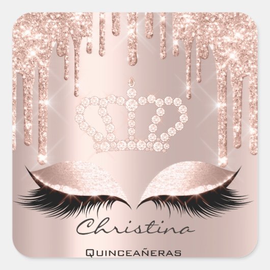 Quinceañeras Sweet 16th 15th Bridal Spark Crown Vierkante Sticker (Voorkant)