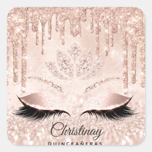 Quinceañeras Sweet 16th 15th Bridal Spark Glitter1 Vierkante Sticker