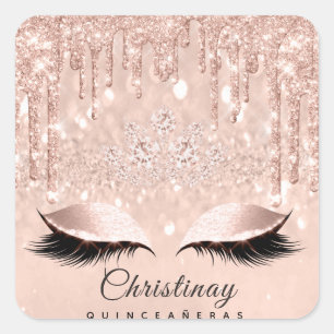Quinceañeras Sweet 16th 15th Bridal Spark Skinny Vierkante Sticker