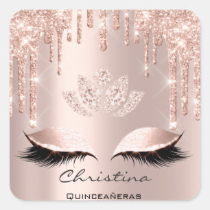 Quinceañeras Sweet 16th 15th Bridal Sparkly Diamod Vierkante Sticker